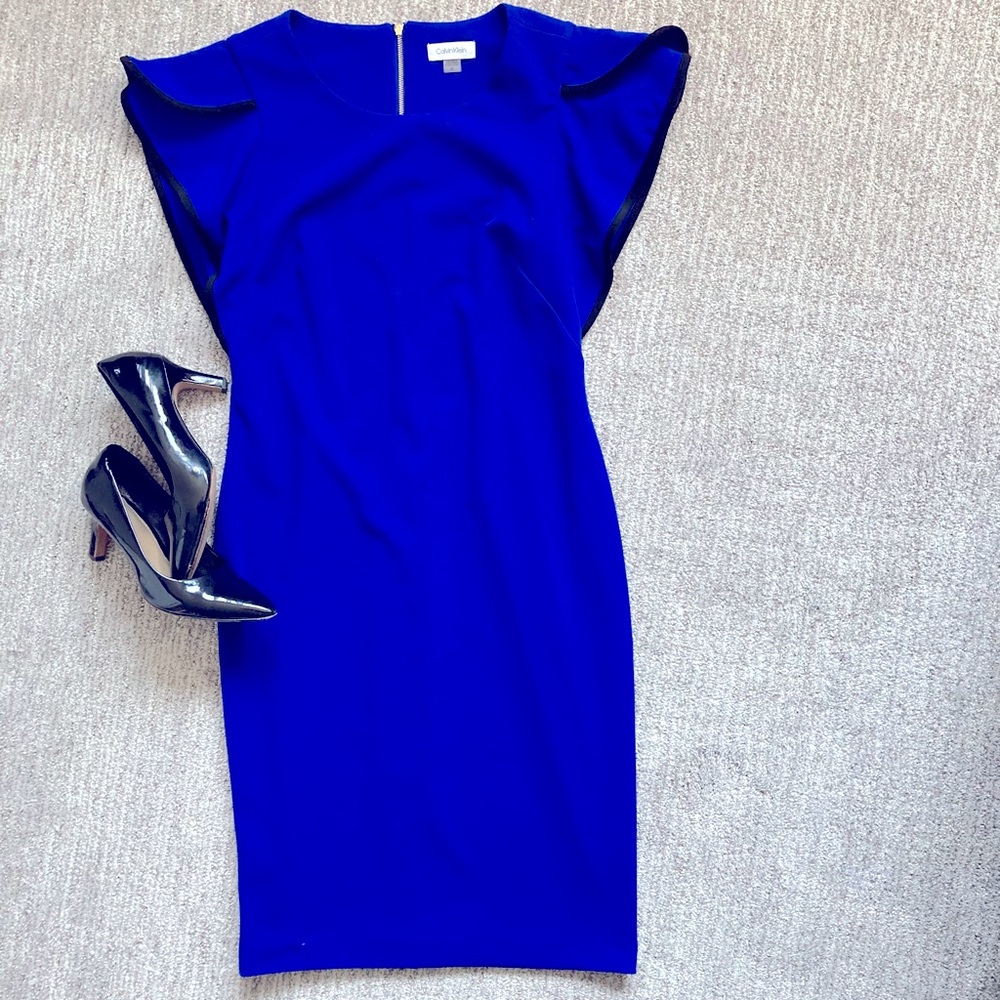 Blue Calvin Klein short sleeve sheath dress. Size 10